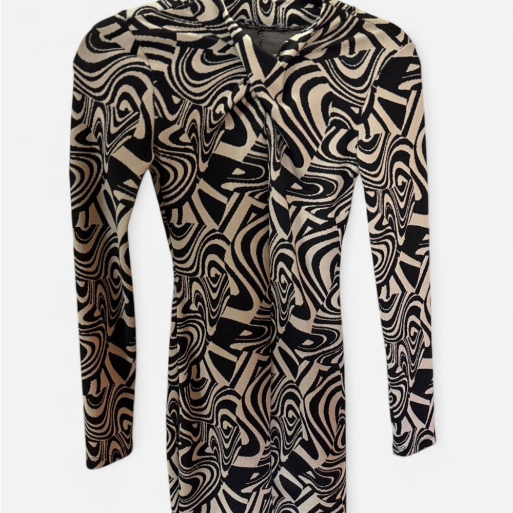 Black and Cream Patterned Dress